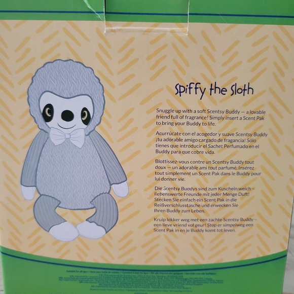 Scentsy Buddy Spiffy Sloth w Scent Pack - Picture 3 of 4